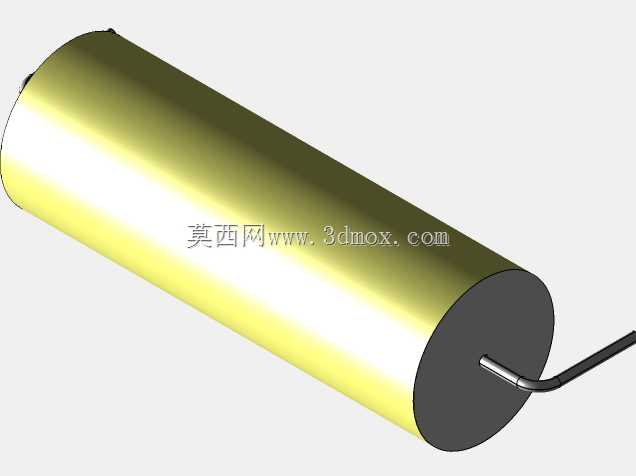 直径16 mm的轴向或圆柱形薄膜电容器3D模型(聚酯和聚丙烯,黄色)