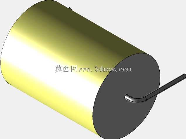 直径15 mm的轴向或圆柱形薄膜电容器3D模型(聚酯和聚丙烯,黄色)