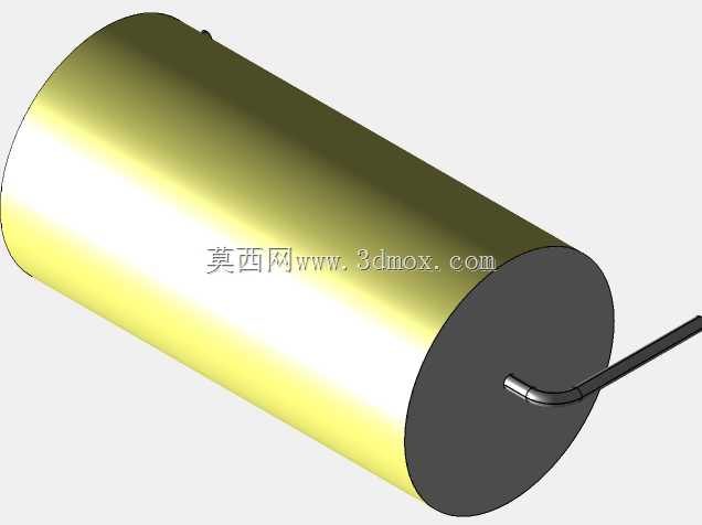 直径15 mm的轴向或圆柱形薄膜电容器3D模型(聚酯和聚丙烯,黄色)