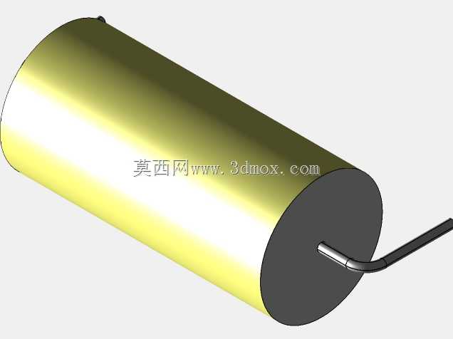 直径15 mm的轴向或圆柱形薄膜电容器3D模型(聚酯和聚丙烯,黄色)