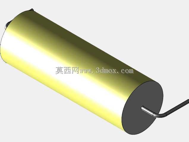 直径15 mm的轴向或圆柱形薄膜电容器3D模型(聚酯和聚丙烯,黄色)