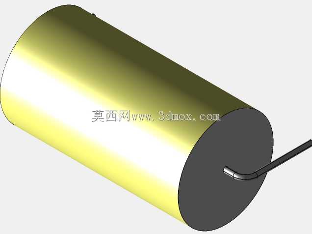 直径15.5mm的轴向或圆柱形薄膜电容器3D模型(聚酯和聚丙烯,黄色)