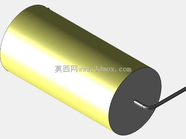 直径15.5mm的轴向或圆柱形薄膜电容器3D模型(聚酯和聚丙烯,黄色)