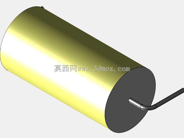 直径15.5mm的轴向或圆柱形薄膜电容器3D模型(聚酯和聚丙烯,黄色)