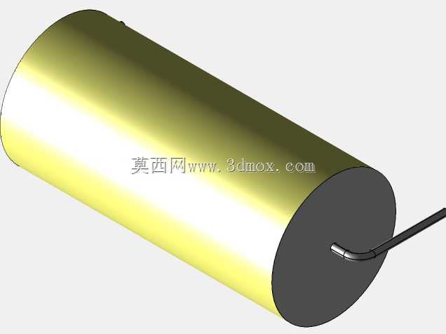 直径15.5mm的轴向或圆柱形薄膜电容器3D模型(聚酯和聚丙烯,黄色)