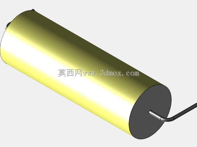 直径15.5mm的轴向或圆柱形薄膜电容器3D模型(聚酯和聚丙烯,黄色)