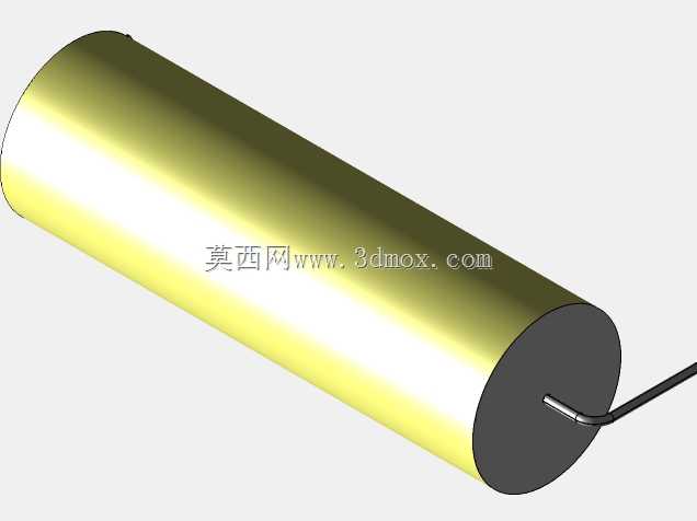 直径15.5mm的轴向或圆柱形薄膜电容器3D模型(聚酯和聚丙烯,黄色)