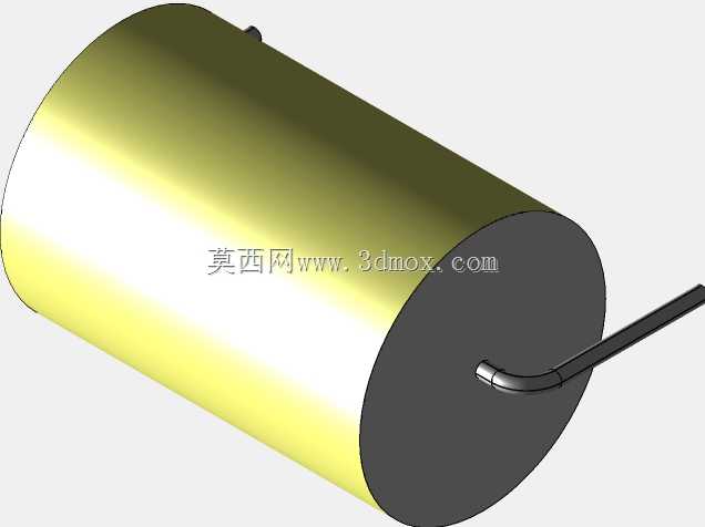 直径14 mm的轴向或圆柱形薄膜电容器3D模型(聚酯和聚丙烯,黄色)
