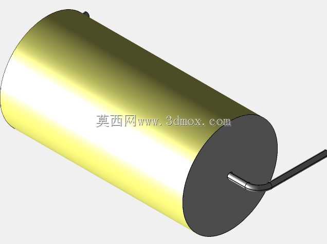 直径14 mm的轴向或圆柱形薄膜电容器3D模型(聚酯和聚丙烯,黄色)