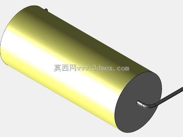 直径14 mm的轴向或圆柱形薄膜电容器3D模型(聚酯和聚丙烯,黄色)