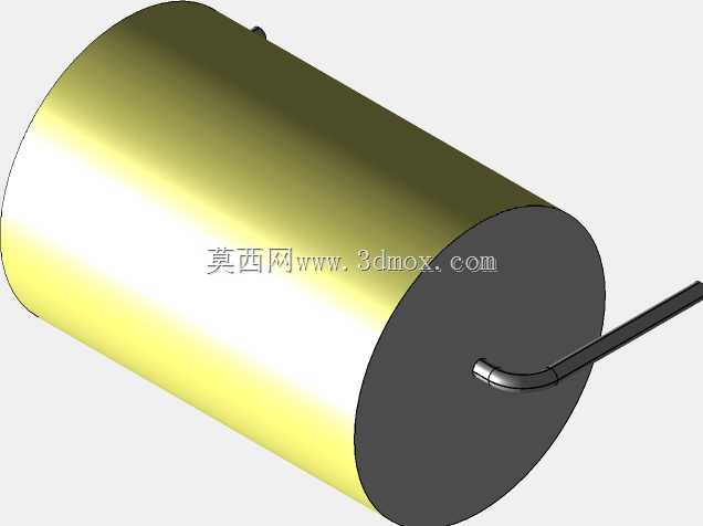 直径14.5mm的轴向或圆柱形薄膜电容器3D模型(聚酯和聚丙烯,黄色)