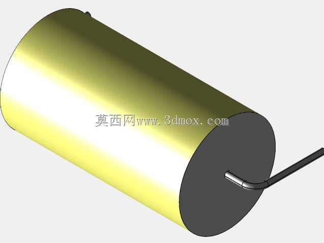 直径14.5mm的轴向或圆柱形薄膜电容器3D模型(聚酯和聚丙烯,黄色)