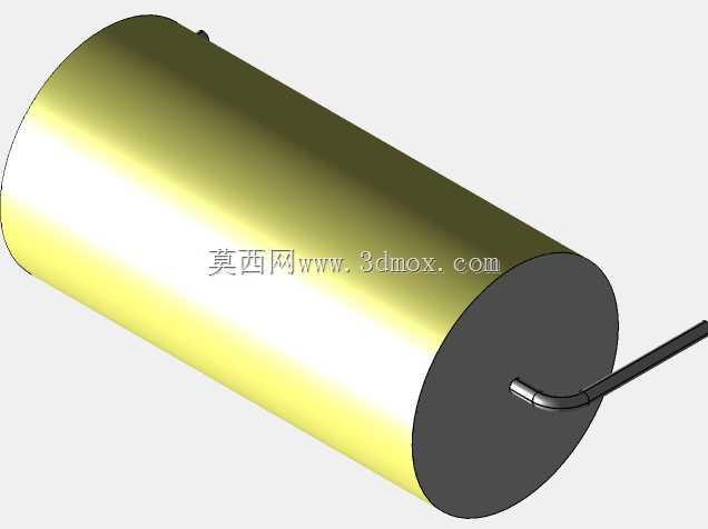 直径14.5mm的轴向或圆柱形薄膜电容器3D模型(聚酯和聚丙烯,黄色)