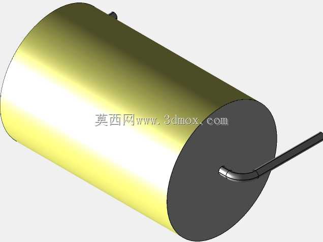 直径13.5mm的轴向或圆柱形薄膜电容器3D模型(聚酯和聚丙烯,黄色)