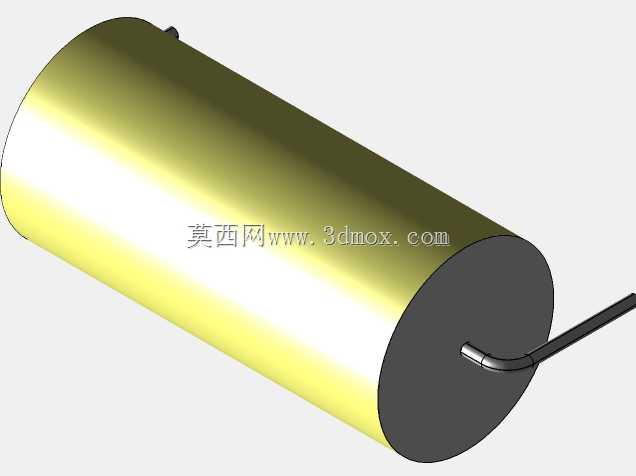 直径13.5mm的轴向或圆柱形薄膜电容器3D模型(聚酯和聚丙烯,黄色)