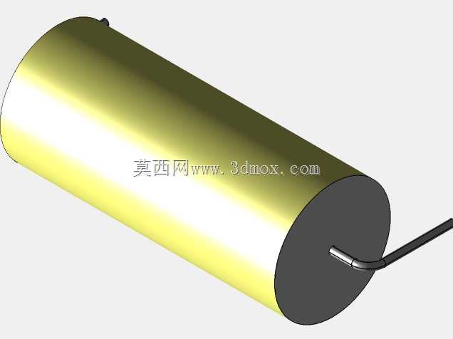 直径13.5mm的轴向或圆柱形薄膜电容器3D模型(聚酯和聚丙烯,黄色)