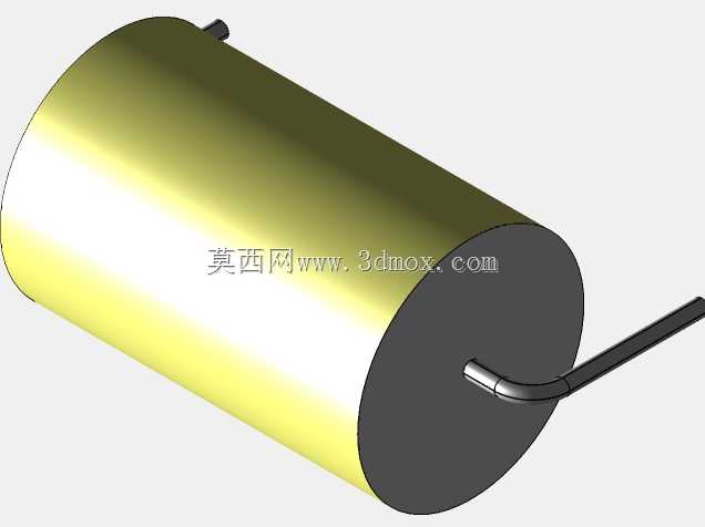 直径12 mm的轴向或圆柱形薄膜电容器3D模型(聚酯和聚丙烯,黄色)