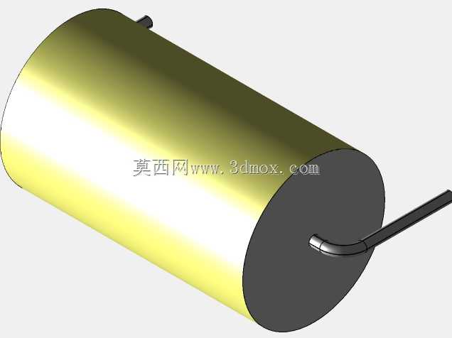 直径12 mm的轴向或圆柱形薄膜电容器3D模型(聚酯和聚丙烯,黄色)