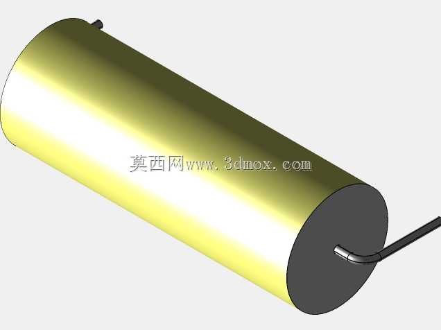 直径12 mm的轴向或圆柱形薄膜电容器3D模型(聚酯和聚丙烯,黄色)