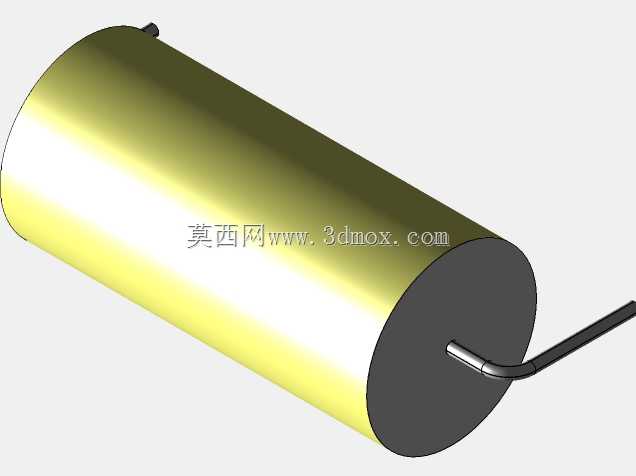 直径12.5mm的轴向或圆柱形薄膜电容器3D模型(聚酯和聚丙烯,黄色)