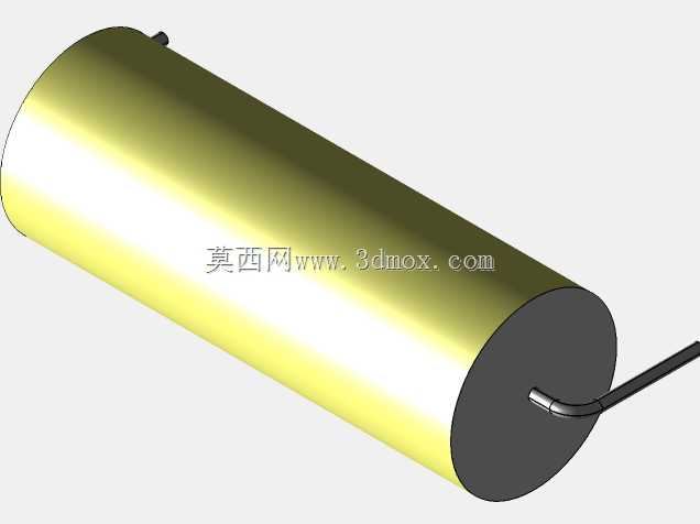 直径12.5mm的轴向或圆柱形薄膜电容器3D模型(聚酯和聚丙烯,黄色)