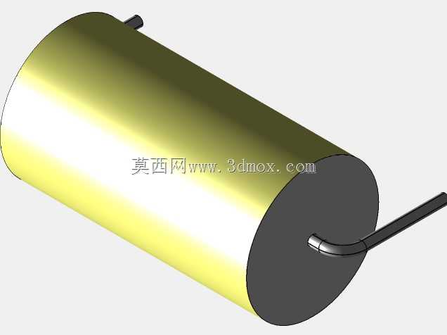 直径11 mm的轴向或圆柱形薄膜电容器3D模型(聚酯和聚丙烯,黄色)