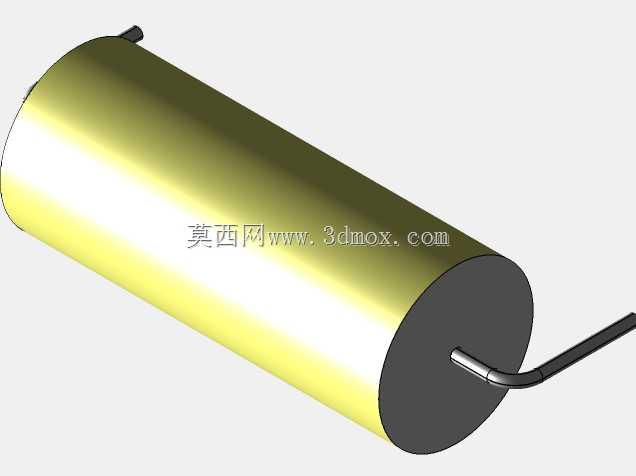 直径11 mm的轴向或圆柱形薄膜电容器3D模型(聚酯和聚丙烯,黄色)