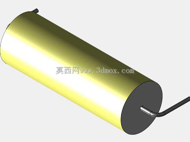 直径11 mm的轴向或圆柱形薄膜电容器3D模型(聚酯和聚丙烯,黄色)