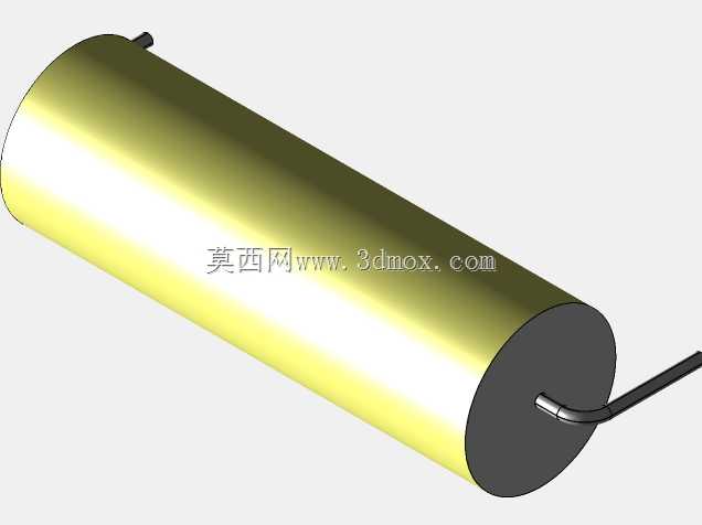 直径11 mm的轴向或圆柱形薄膜电容器3D模型(聚酯和聚丙烯,黄色)