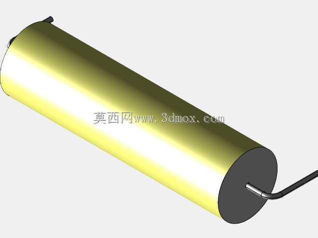 直径11 mm的轴向或圆柱形薄膜电容器3D模型(聚酯和聚丙烯,黄色)
