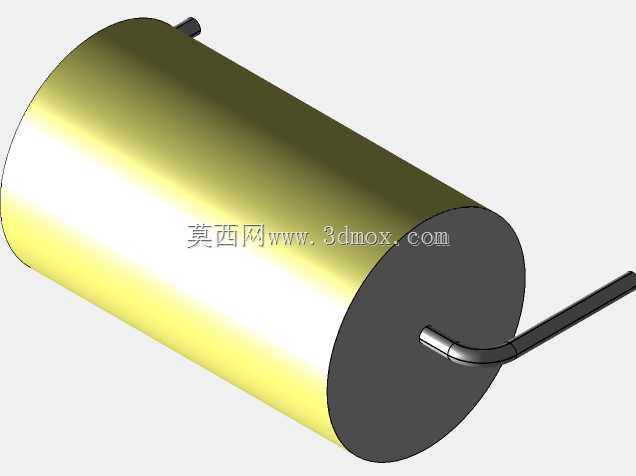 直径11.5mm的轴向或圆柱形薄膜电容器3D模型(聚酯和聚丙烯,黄色)