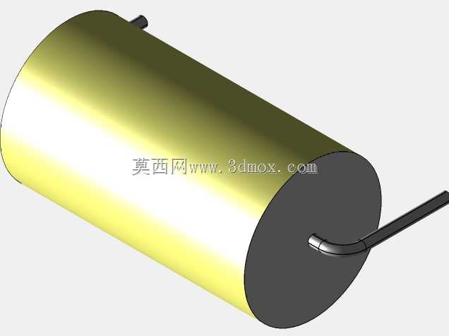 直径11.5mm的轴向或圆柱形薄膜电容器3D模型(聚酯和聚丙烯,黄色)