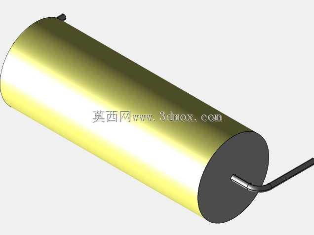 直径11.5mm的轴向或圆柱形薄膜电容器3D模型(聚酯和聚丙烯,黄色)