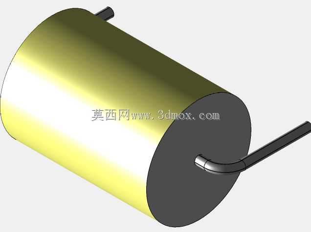 直径10 mm的轴向或圆柱形薄膜电容器3D模型(聚酯和聚丙烯,黄色)
