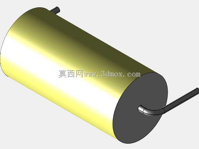 直径10 mm的轴向或圆柱形薄膜电容器3D模型(聚酯和聚丙烯,黄色)