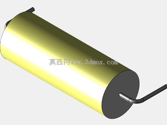 直径10 mm的轴向或圆柱形薄膜电容器3D模型(聚酯和聚丙烯,黄色)
