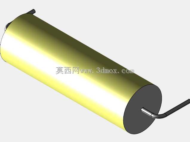 直径10 mm的轴向或圆柱形薄膜电容器3D模型(聚酯和聚丙烯,黄色)