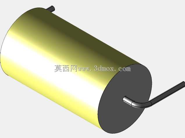 直径10.5mm的轴向或圆柱形薄膜电容器3D模型(聚酯和聚丙烯,黄色)