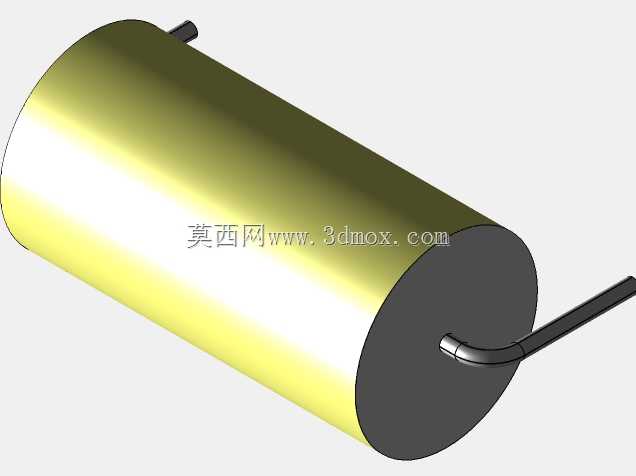 直径10.5mm的轴向或圆柱形薄膜电容器3D模型(聚酯和聚丙烯,黄色)