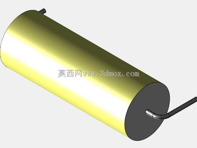 直径10.5mm的轴向或圆柱形薄膜电容器3D模型(聚酯和聚丙烯,黄色)