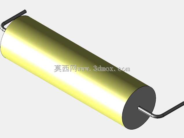 直径10.5mm的轴向或圆柱形薄膜电容器3D模型(聚酯和聚丙烯,黄色)
