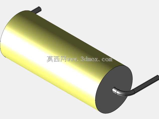 直径8mm的轴向或圆柱形薄膜电容器3D模型(聚酯和聚丙烯,黄色)