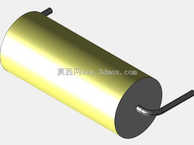 直径8.5mm的轴向或圆柱形薄膜电容器3D模型(聚酯和聚丙烯,黄色)