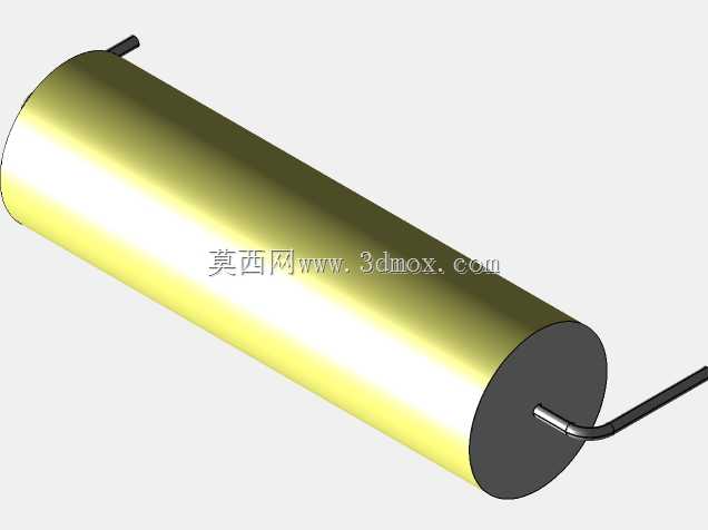 直径8.5mm的轴向或圆柱形薄膜电容器3D模型(聚酯和聚丙烯,黄色)