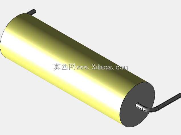 直径8.5mm的轴向或圆柱形薄膜电容器3D模型(聚酯和聚丙烯,黄色)