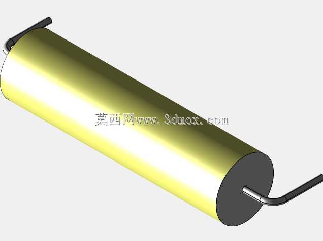 直径8.5mm的轴向或圆柱形薄膜电容器3D模型(聚酯和聚丙烯,黄色)