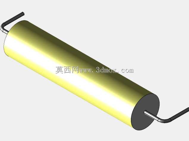 直径8.5mm的轴向或圆柱形薄膜电容器3D模型(聚酯和聚丙烯,黄色)
