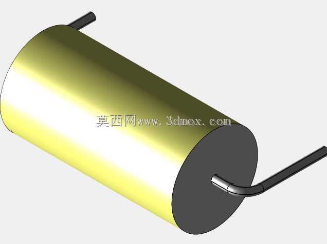 直径7 mm的轴向或圆柱形薄膜电容器3D模型(聚酯和聚丙烯,黄色)