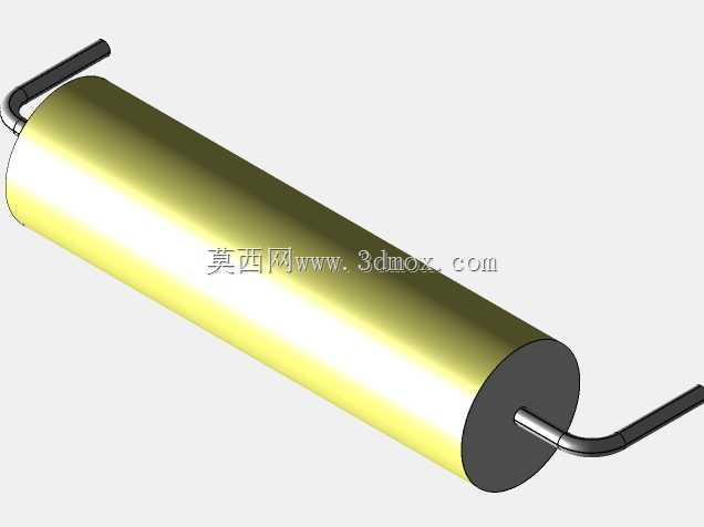 直径7 mm的轴向或圆柱形薄膜电容器3D模型(聚酯和聚丙烯,黄色)