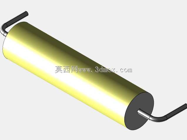 直径6 mm的轴向或圆柱形薄膜电容器3D模型(聚酯和聚丙烯,黄色)